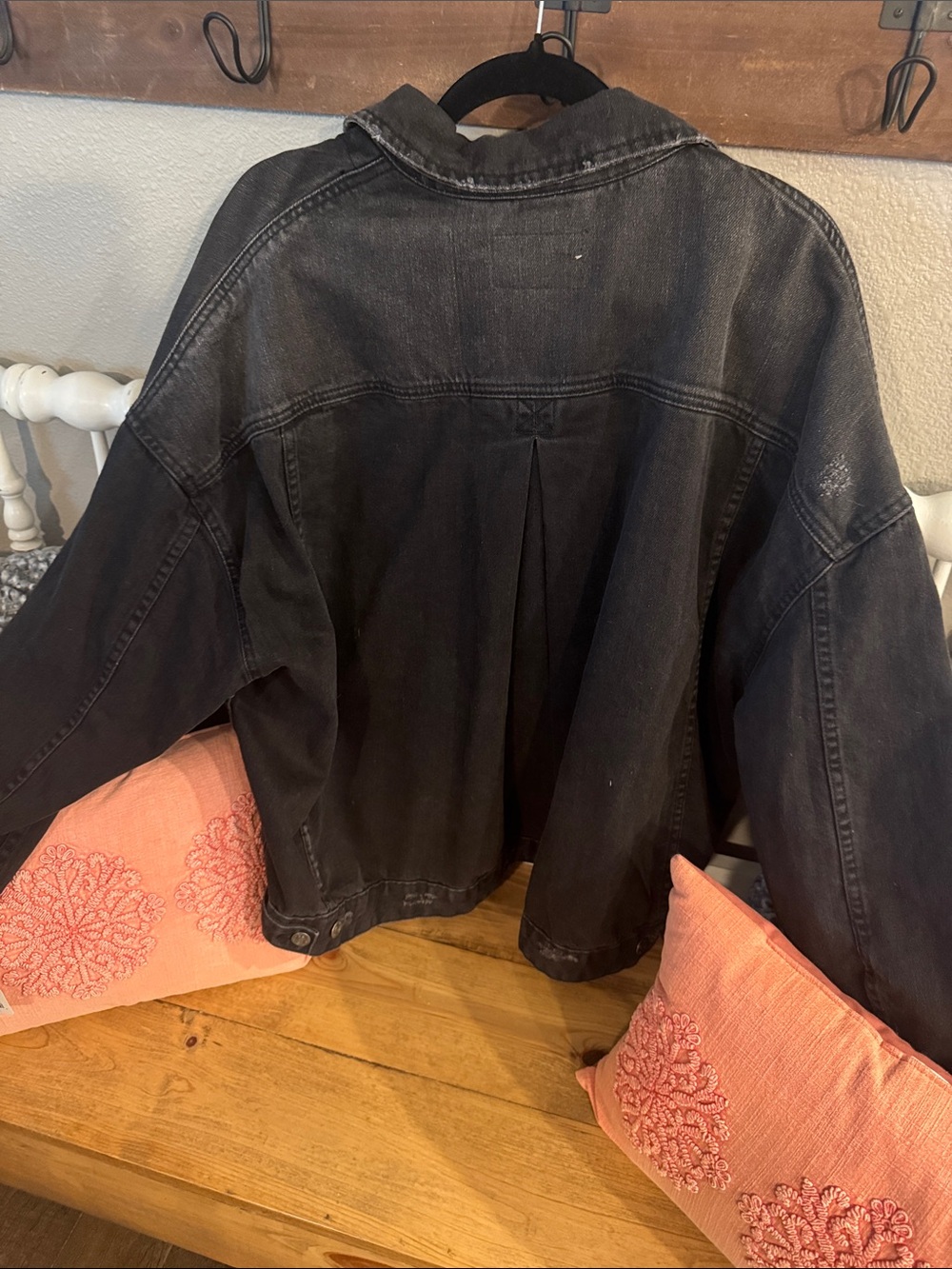 Free People Oversized Washed Black Jean Jacket - Picture 2 of 6